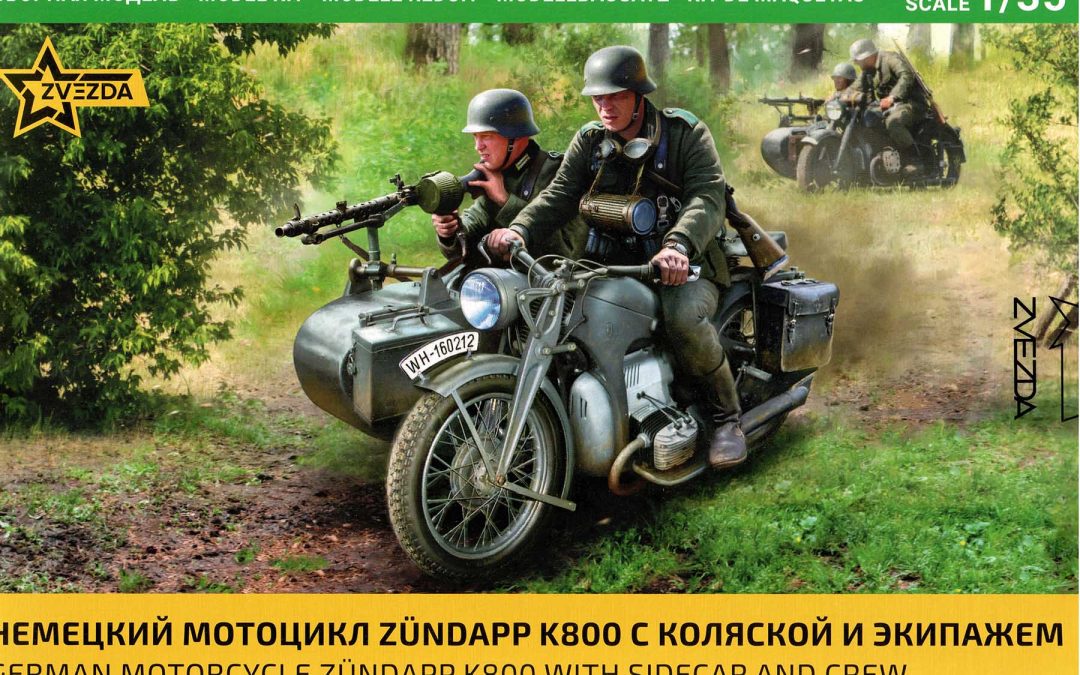 German Motorcycle Zundap K-800 with side car and crew, Zvezda 1/35